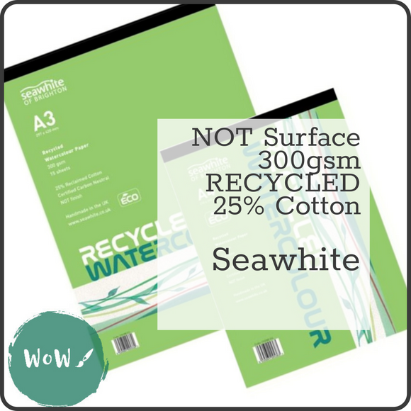 WATERCOLOUR PAPER PAD - Recycled 25% Cotton - 300gsm (140lb) NOT Surface by Seawhite
