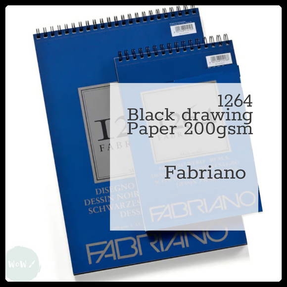 BLACK PAPER - Pad -SPIRAL BOUND - 200gsm- Fabriano - 1264