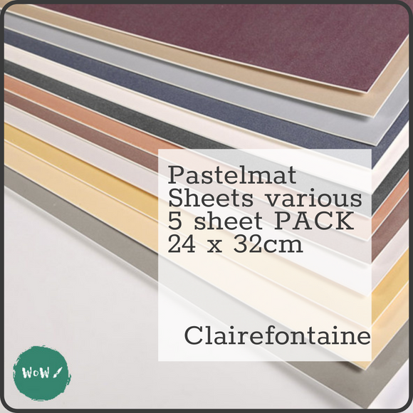 Clairefontaine PASTELMAT 360gsm PACK of 5 Sheets – 24 x 32 cm ASSORTED COLOURS