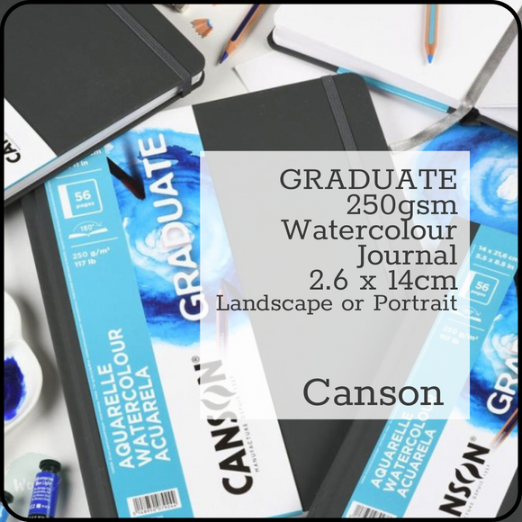 Watercolour Paper - Hardback TRAVEL JOURNAL - CANS0N - Graduate - 250gsm - LIGHT GRAIN