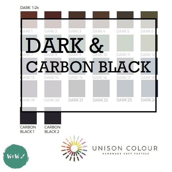ARTISTS SOFT PASTELS - Unison Colour Handmade - SINGLES - DARK SHADES & CARBON BLACK