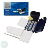 Watercolour Paint Sets - Winsor & Newton COTMAN – FIELD BOX - 12 x Half Pans, Sponge & Brush