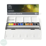 Watercolour Paint Sets - Winsor & Newton PROFESSIONAL - CUSTOMISABLE TRAVEL TIN - 12 Half Pans