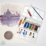 Watercolour Paint Sets - Winsor & Newton COTMAN - TUBE TRAVEL SET - 12 x 8ml Tubes & Brush.