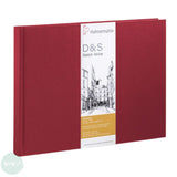 Hardback sketchbook - Square bound - Hahnemuhle D&S Book - 140 gsm - RED COVER - A4 Landscape