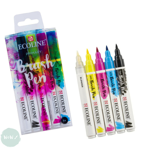 WATERCOLOUR - Pens - Royal Talens - ECOLINE -  Set of 5 - PRIMARY