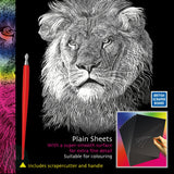 SCRAPER BOARD - (BLACK/WHITE) - 12 x 9" (305 x 229 mm) - PACK OF 5 SHEETS inc. Scraper Tool