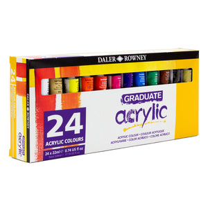 Acrylic Paint Set- Daler Rowney GRADUATE Acrylic - 24 x Assorted 22ml Tubes