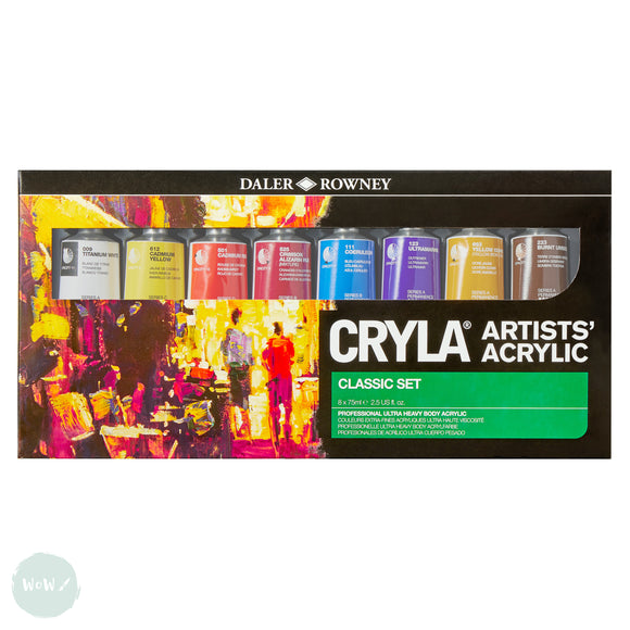 Acrylic Paint Set- Daler Rowney - CRYLA - Classic Set (8 x 75ml tubes)