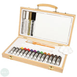 Acrylic Paint Set- Daler Rowney SIMPLY -  WOODEN BOX 26 Piece SET