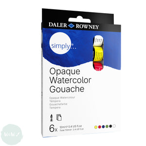 Gouache Set- Daler Rowney Simply Gouache 6 assorted 12ml Tubes