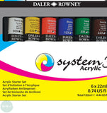 Acrylic Paint Set- Daler Rowney SYSTEM3 STARTER SET (6  x 22ml tubes)