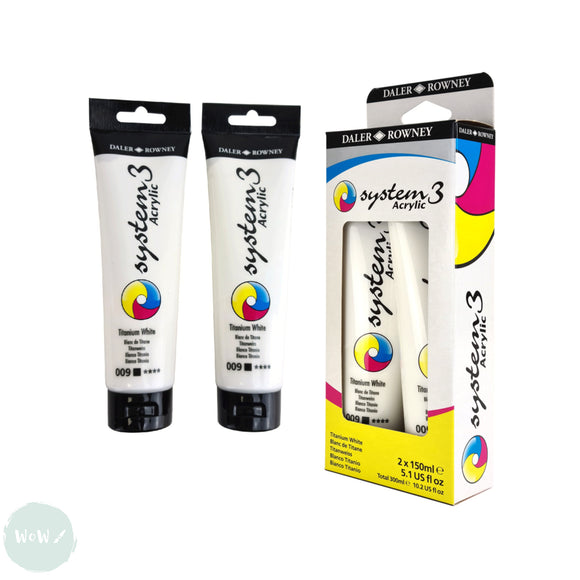 Acrylic Paint Set- Daler Rowney SYSTEM3 TITIANIUM WHITE TWIN PACK 2  x 150ML tubes