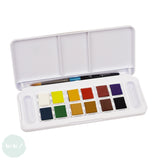 Watercolour Paint Sets - Daler Rowney - AQUAFINE - 12 Half Pan  - Travel Set - with Brush