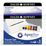 Watercolour Paint Sets - Daler Rowney - AQUAFINE - 12 Half Pan  - Travel Set - with Brush