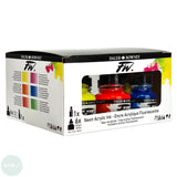 ACRYLIC INK - Daler Rowney FW – 29.5ml - NEON set - 6 x 29.5ml Pipette Bottles