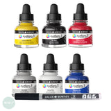 ACRYLIC INK - OPAQUE - Daler Rowney - SYSTEM 3 - 29.5ml Pipette Bottle - INTRODUCTION Set - CARDBOARD 6 x Pipette Bottles plus free re-fillable pen