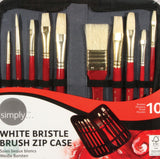 BRUSH SET - Daler Rowney - SIMPLY – White Bristle Zip Case set 10 assorted