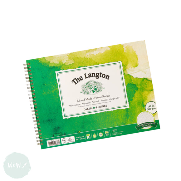 WATERCOLOUR PAPER PAD - Spiral Bound – Daler Rowney – LANGTON –  300gsm - Cold Pressed (NOT) Surface – 12 x 9