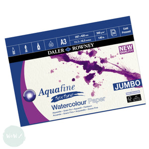 WATERCOLOUR PAPER PAD - Daler Rowney - AQUAFINE - JUMBO - 50 sheets - 300gsm - Texture Surface - A3