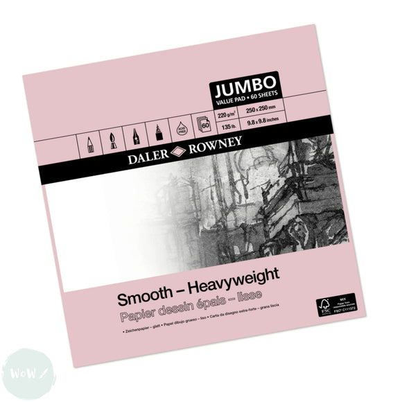 Daler Rowney SMOOTH Heavyweight Cartridge paper pads 220gsm 25 x 25cm JUMB0