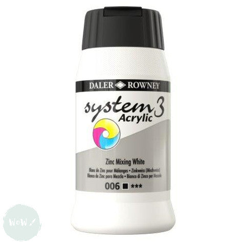 ACRYLIC PAINT - Daler Rowney - SYSTEM 3 -  500ml pot -	Zinc Mixing White