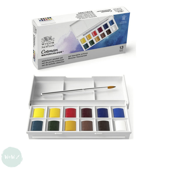 Watercolour Paint Sets - Winsor & Newton COTMAN – SKETCHERS POCKET BOX - 12 x Half Pans