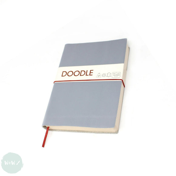 TRAVEL JOURNALS - PLAIN PAPER - Doodle - GREY LEATHER COVER - 150gsm – 5 x 7