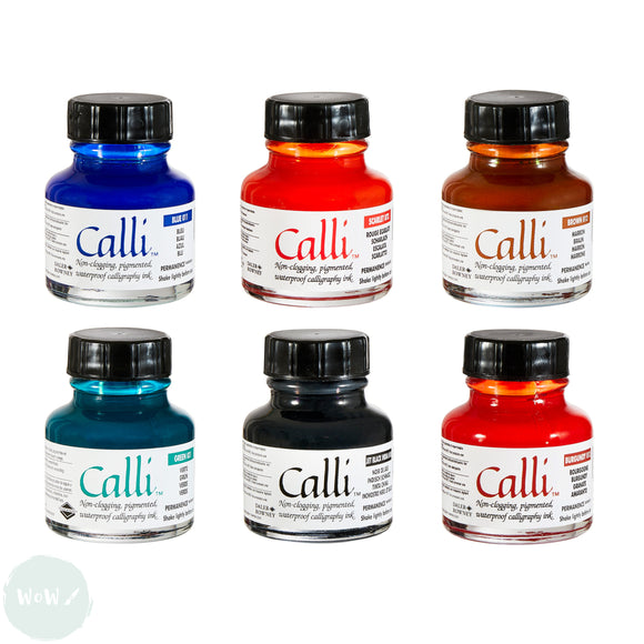 Calligraphy Ink- Daler Rowney CALLI Set of 6 assorted 29.5ml Bottles