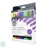 BRUSH PENS - Daler Rowney - SIMPLY - Dual Tip = Water-based,  assorted Set of 12