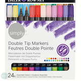 BRUSH PENS - Daler Rowney - SIMPLY - Dual Tip = Water-based,  assorted Set of 24 Assorted