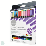 BRUSH PENS - Daler Rowney - SIMPLY - Dual Tip = Water-based,  assorted Set of 24 Assorted