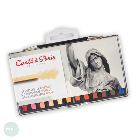 Soft Pastels Sets -Conté à Paris CARRÉ CRAYONS - 12 Assorted PORTRAIT COLOURS