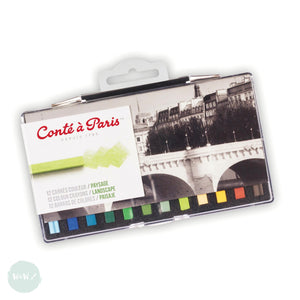 Soft Pastels Sets -Conté à Paris CARRÉ CRAYONS - 12 Assorted LANDSCAPE COLOURS