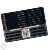 DRAWING / SKETICHING PENCILS - Conté à Paris - PIERRE NOIR SET - 15 Assorted Tin