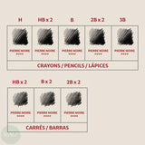 DRAWING / SKETICHING PENCILS - Conté à Paris - PIERRE NOIR SET - 15 Assorted Tin