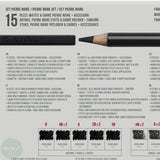 DRAWING / SKETICHING PENCILS - Conté à Paris - PIERRE NOIR SET - 15 Assorted Tin