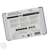 DRAWING / SKETICHING PENCILS - Conté à Paris - PIERRE NOIR SET - 15 Assorted Tin