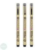 Fineliner Pigment Pen Set - SAKURA Pigma Micron - 3 Black assorted - 02, 04, 08