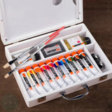 Oil Paint Set- WATER-MIXABLE - COBRA - Wooden STUDY BOX - 10 x 40ml Tubes & 7 Accessories