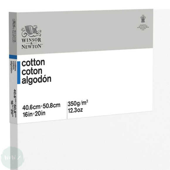 Artists Stretched Canvas - STANDARD Depth - WHITE PRIMED Cotton - SINGLE  - 350 gsm - Winsor & Newton CLASSIC -   16 x 20