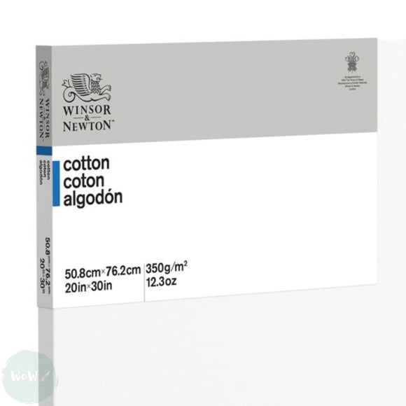 Artists Stretched Canvas - STANDARD Depth - WHITE PRIMED Cotton - SINGLE  - 350 gsm - Winsor & Newton CLASSIC -   20 x 30