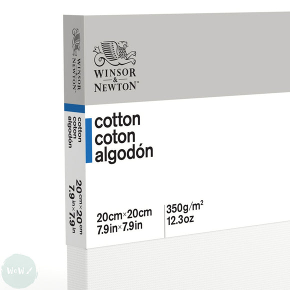 Artists Stretched Canvas - STANDARD Depth - WHITE PRIMED Cotton - SINGLE  - 350 gsm - Winsor & Newton CLASSIC -  20 x 20cm (7.9 x 7.9