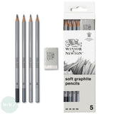 Sketching Set - Winsor & Newton - STUDIO COLLECTION - Graphite Pencils - 4 assorted & Eraser