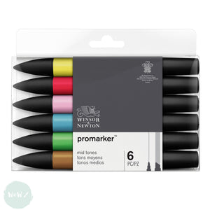 GRAPHIC MARKER PEN - Winsor & Newton ProMarker Set- 6 MID TONES