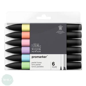 GRAPHIC MARKER PEN - Winsor & Newton ProMarker Set- 6 PASTEL  TONES SET