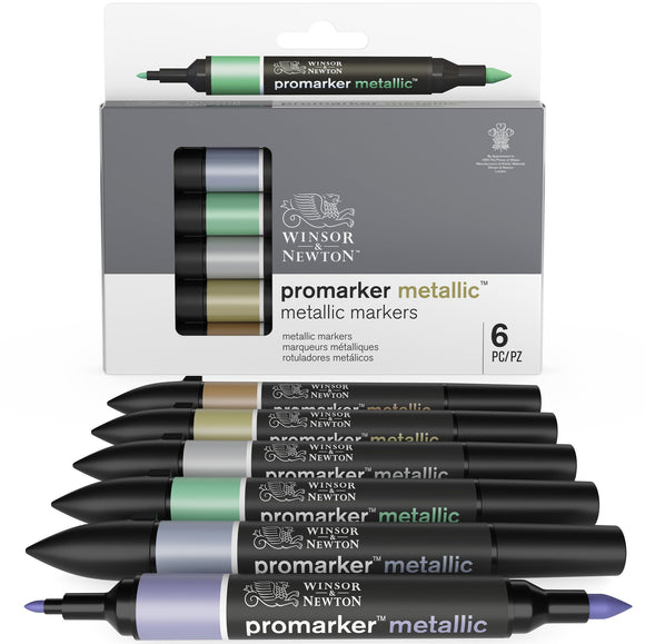 GRAPHIC MARKER PEN - Winsor & Newton ProMarker Set- 6  Winsor & Newton ProMarker METALLIC ASSORTED