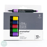 GRAPHIC MARKER PEN - Winsor & Newton ProMarker Set- 12 Assorted plus FREE BLENDER  - SET 1