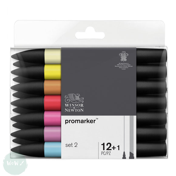 GRAPHIC MARKER PEN - Winsor & Newton ProMarker Set- 12 Assorted plus FREE BLENDER -  SET 2