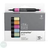 GRAPHIC MARKER PEN - Winsor & Newton ProMarker Set- 12 Assorted plus FREE BLENDER -  SET 2